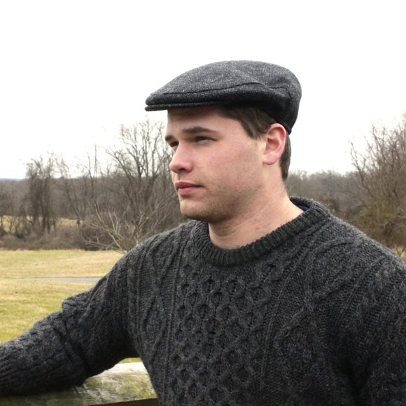 New Mens Made in Scotland Harris Tweed Flat Cap Hat Large Charcoal Gray - Picture 1 of 8